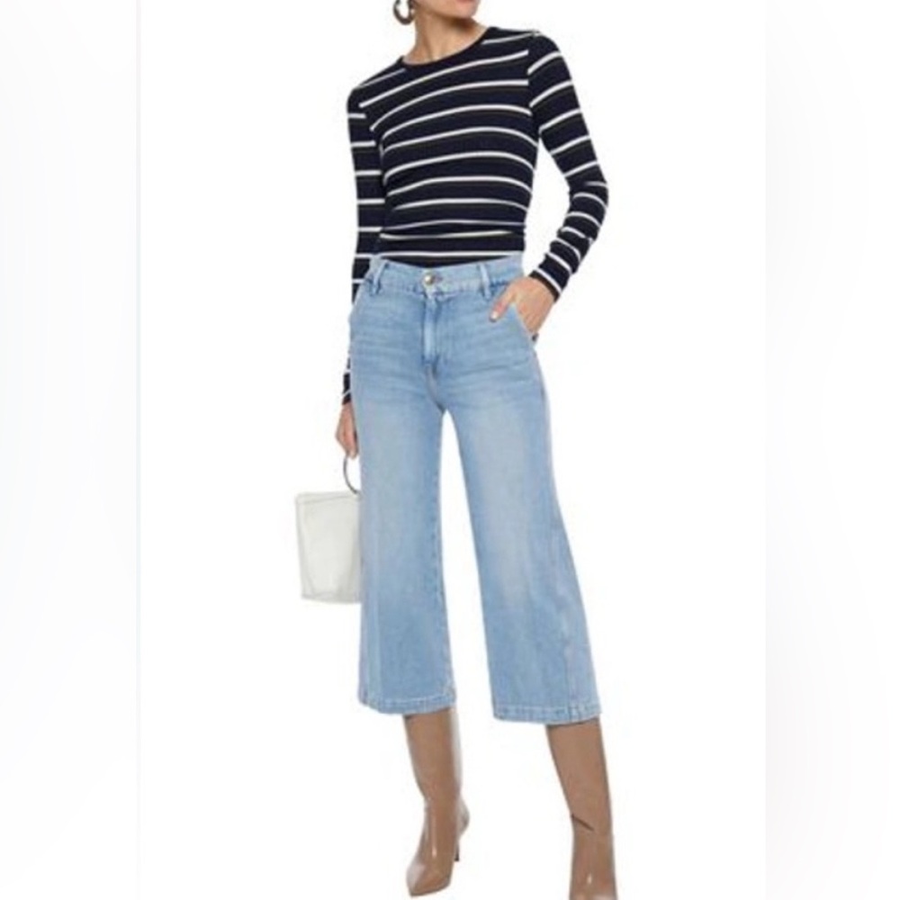 Frame Denim Turner Crop Wide Leg Jeans  Twisted Seam Size 28